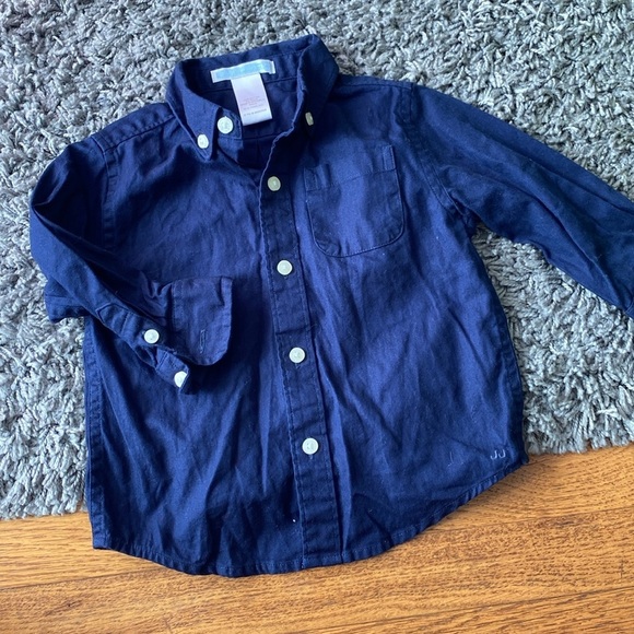 Janie & Jack Red Linen and Blue Cotton Button Down Shirt Bundle Sz 12-18 - Picture 3 of 16